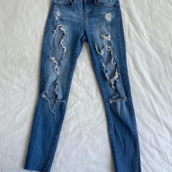 Mid Rise Ripped Skinny Jeans - Picture 1 of 3
